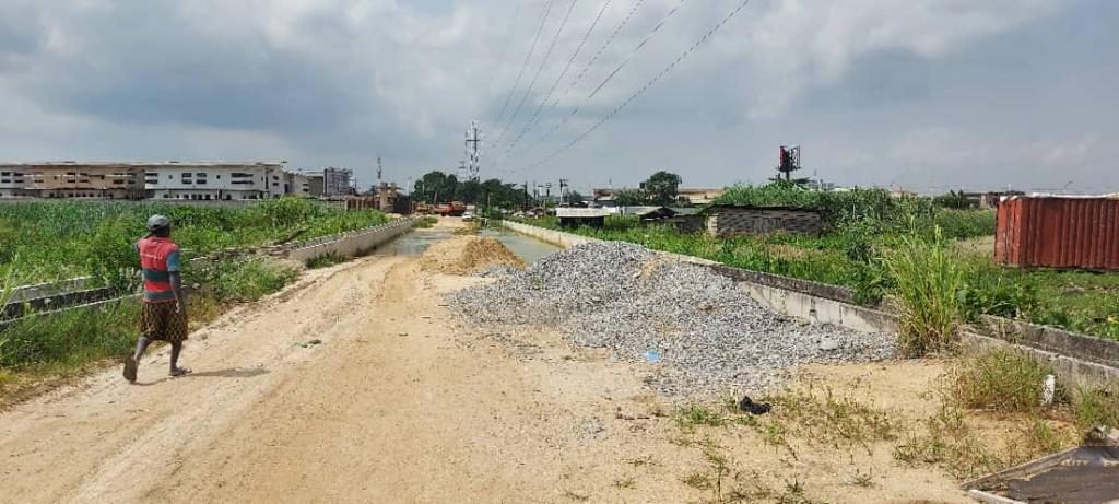 A newly graded access road and stone bedding at the Toll Heights site