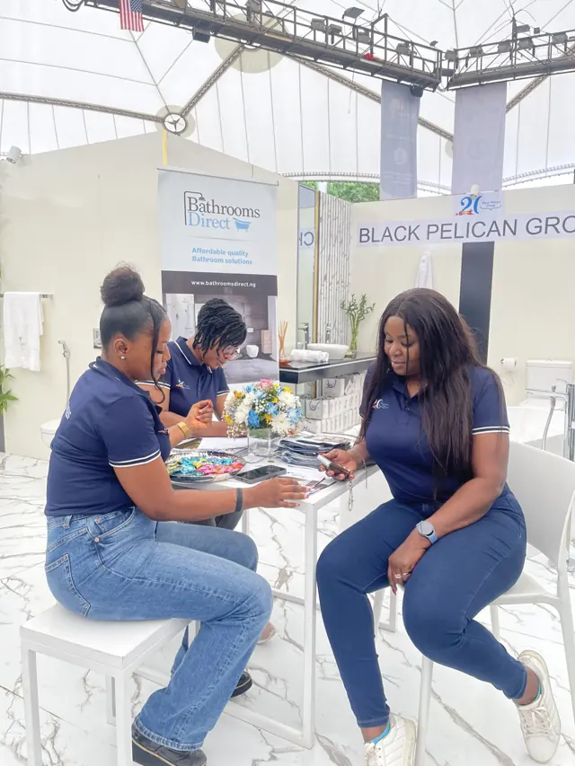 Visitors at the Black Pelican exhibition stand